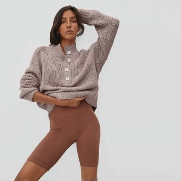 Everlane The Lofty Alpaca Knit Henley Pullover Sweater Dusty Pink - Picture 3 of 8